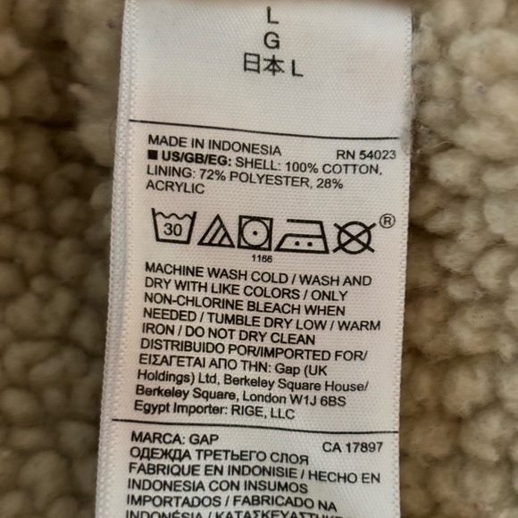 GAP Barn chore jacket, size Large, Sherpa lining & collar. zip and snap, Cotton - Picture 7 of 9